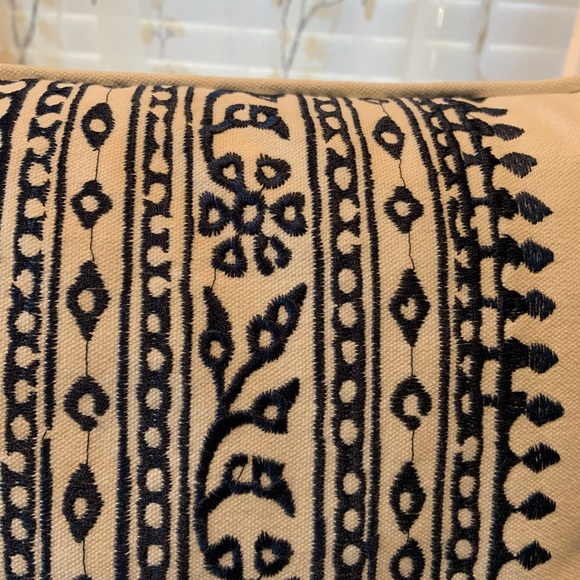 Decorative Blue Embroidered Pillow - Picture 2 of 5